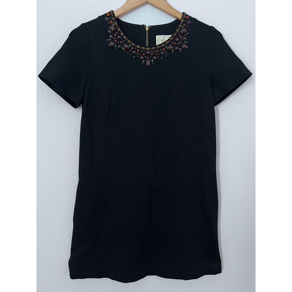 Kate Spade New York Glimmer Shift in Black Academy Beaded Collar Dress 6